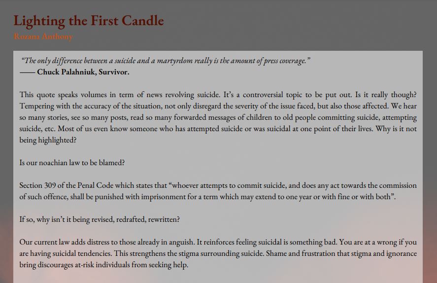 Lighting the First candle by Rozana Anthony