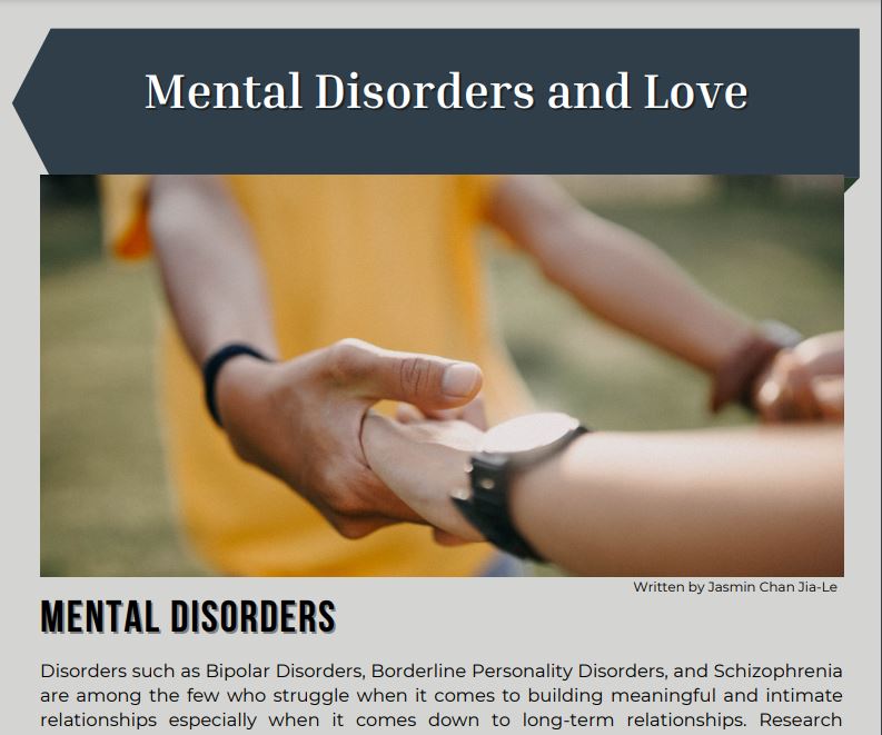 Mental Disorders and Love Written by Jasmin Chan Jia-Le